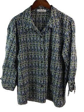 Aguilera Angelina L Petite Blue Green Stretch Top